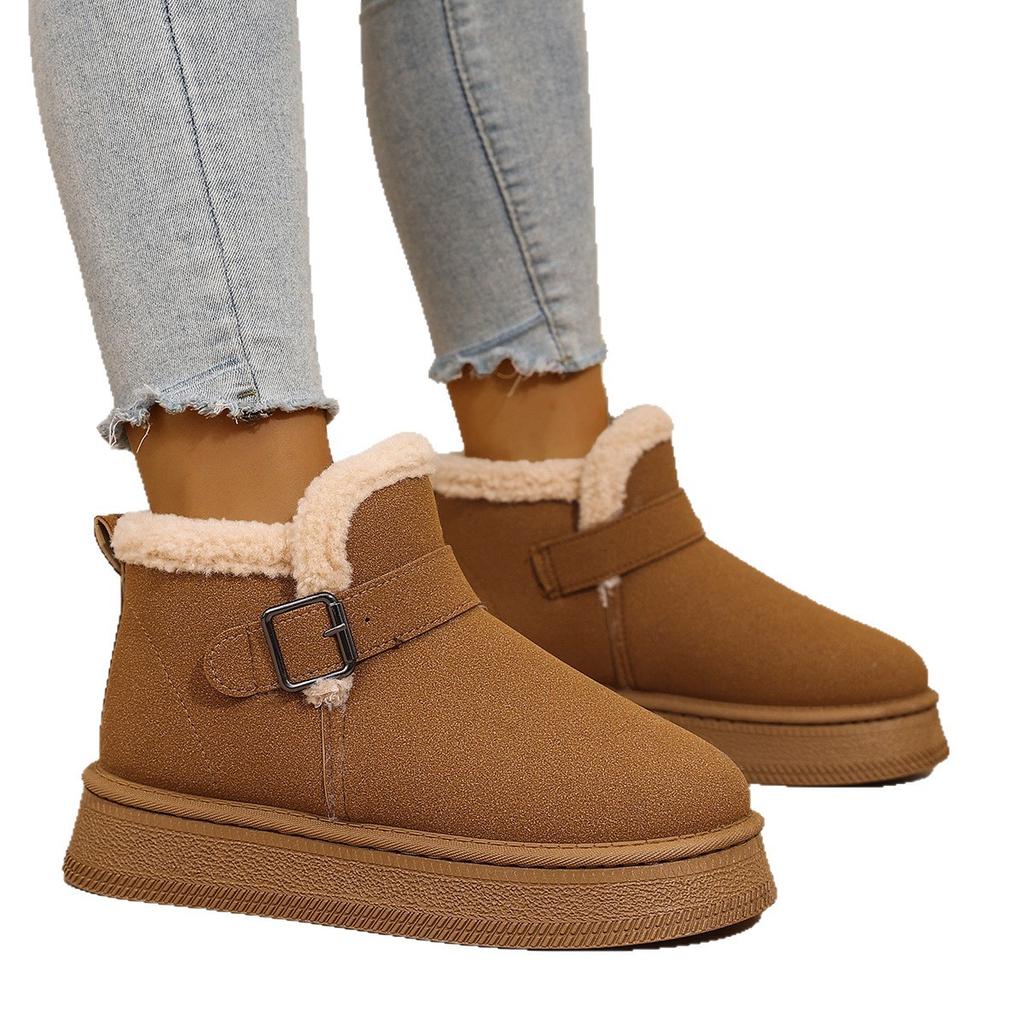 Winter Platform Cotton Shoes 2025 Medium-top Fleece Boots Versatile Niche Women's Snow Boots Warm Shoes