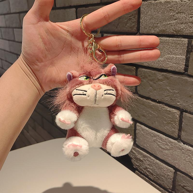 Non-Toxic Funny Lucifer Cat Keychain Plush Pendant Creative Cross-Eyed Kitten Bag Pendant Doll Small Doll 12Cm