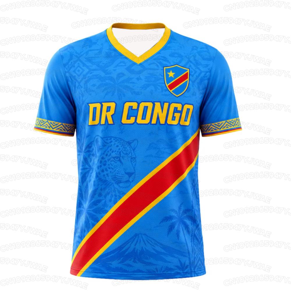 2026  Dr Congo National Flag Print Men's Women's Short Sleeve T-shirt 3D Print Tees Outdoor Soccer Jersey Sports Casual Tops