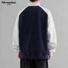 MMOPTOP Herren American Style Color Block Raglan Sweatshirt mit halbem Reißverschluss