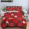 Red Christmas King Queen Duvet Cover Cartoon Santa Claus Bedding Set for Kid Boy Girl Happy Holiday 2/3pcs Polyester Quilt Cover