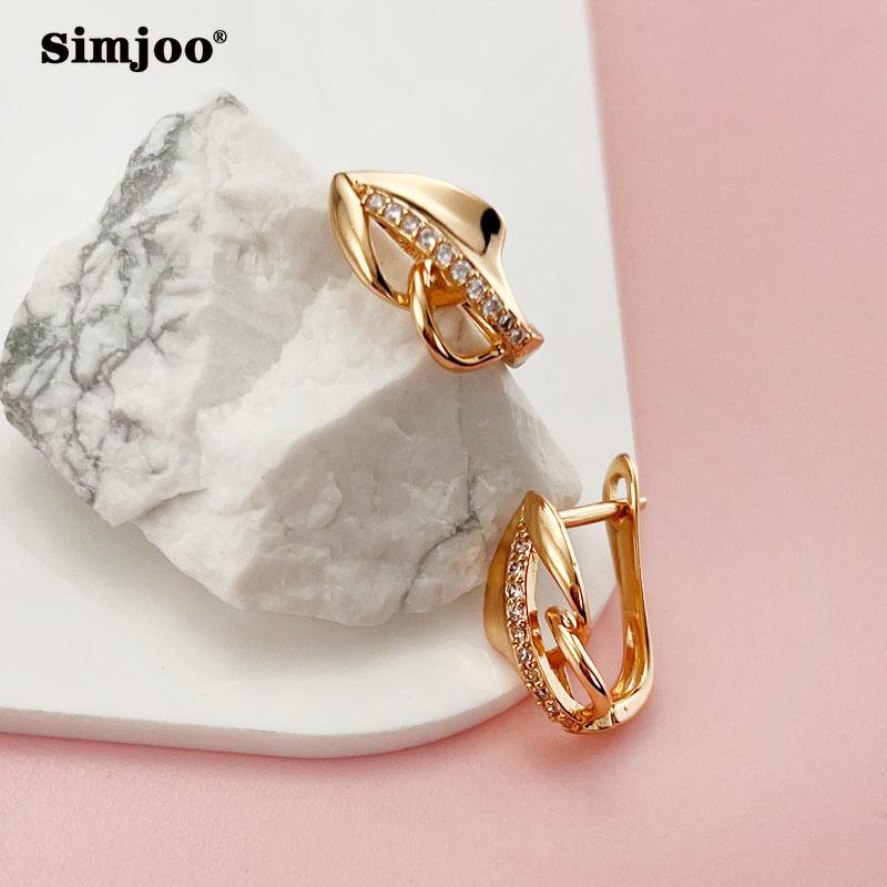 SIMJOO Temperamentní náušnice Růžové zlato Zirkon Geometrické náušnice