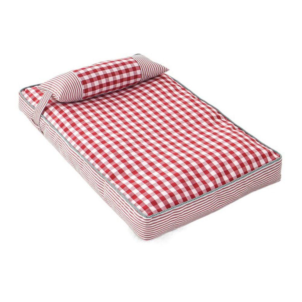 Washable Plaid Dog Bed with Pillow Comfortable Removable Thickened Dog Sofa Mats Soft Cloth/PP Cotton Dog Deep Sleeping Cushion