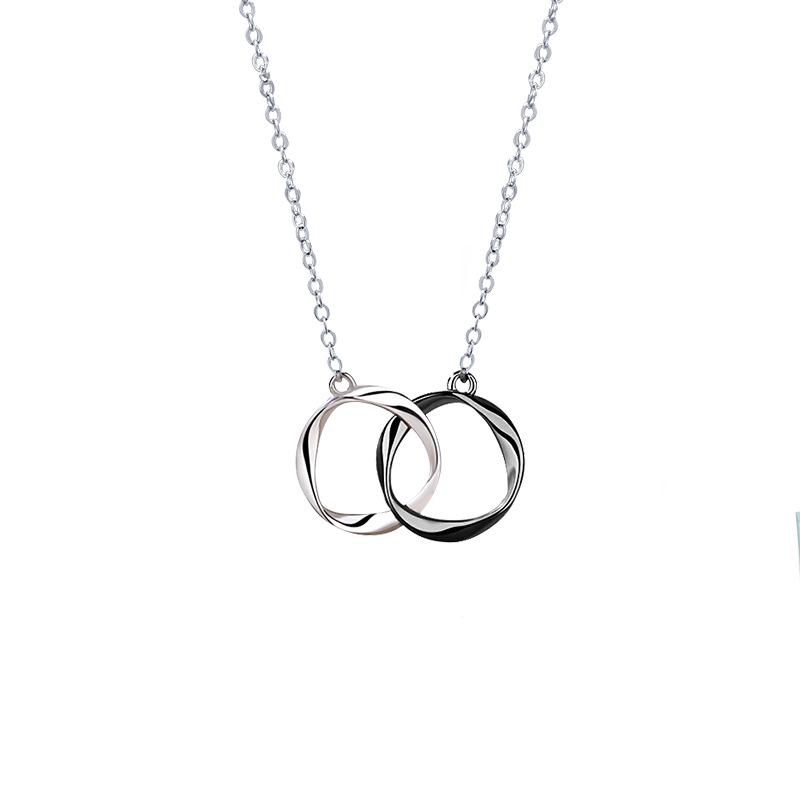 

Парное ожерелье Mobius с двойным кольцом для мужчин и женщин, простое японское и корейское ожерелье с подвеской на ключицу