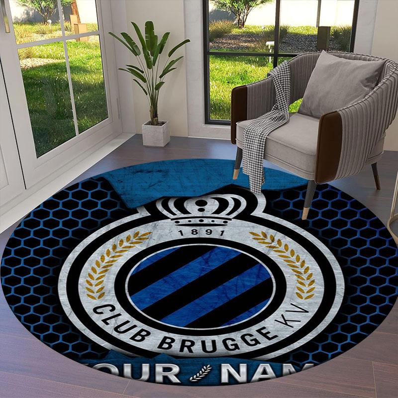 Club Brugge KV Custom Name Round Area Rug,Carpet Rug for Living Room Bedroom Sofa Playroom Decor,Non-slip Floor Mat