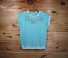 Vintage Women's Light Blue Floral Flowers T-Shirt Adult Size XS