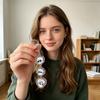 Acrylic Keychain Triple Pendant with Character Faces Design Durable Metal Ring and Swivel Clasp for Backpack Purse or Keys Accessory