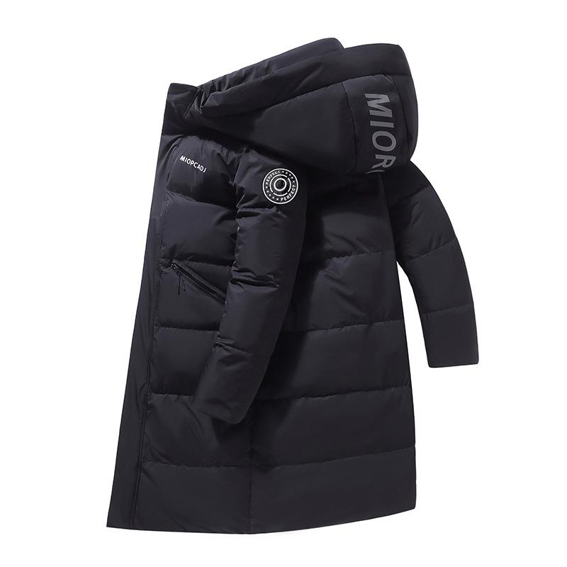 New Winter Down Jacket for Men and Women Couples Men's Long Hooded Over-knee Thickened White Duck Down Jacket