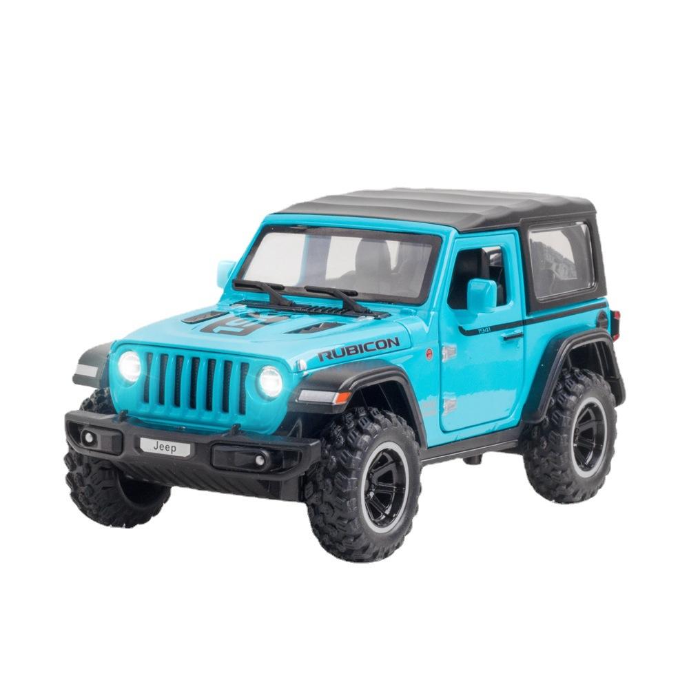 1/32 Scale Jeep Wrangler Rubicon Alloy Model Car Metal Diecast Collection Vehicle Simulation Sound & Light Toy for Kids Christmas Gift