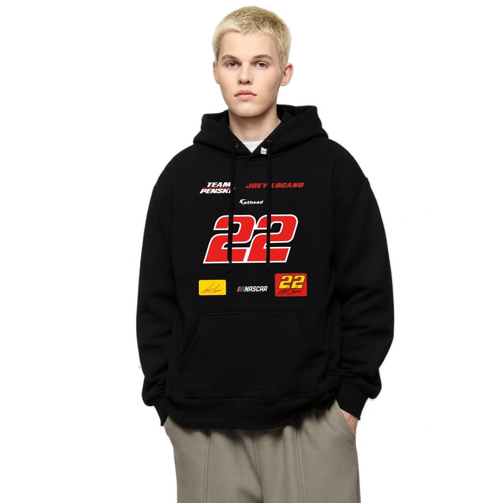 American racing style street printed hooded sweatshirt for men, loose fit for couples, casual and versatile, trendy pullover hoodie