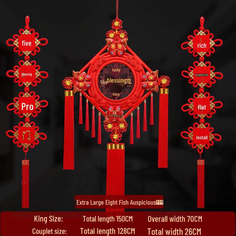 Großer Pfirsichholz Fu-Zeichen Anhänger für das Wohnzimmer: Chinesische Knoten-Dekoration für Wand oder Tür