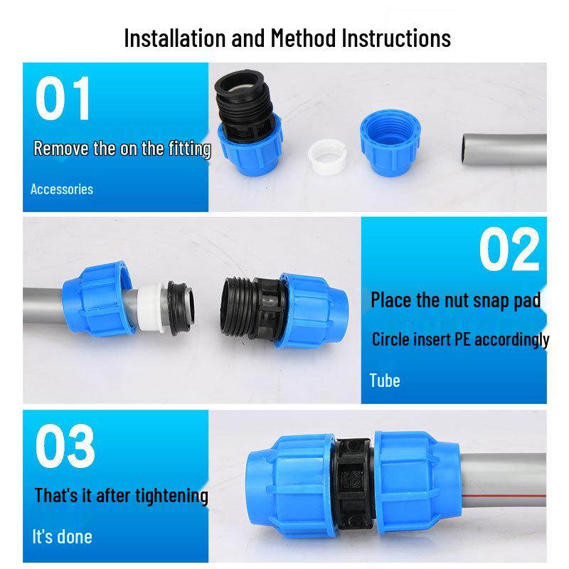 Brand New Thickened PE Pipe Fittings - Quick Connect Water Pipe Union (4 & 6 Points, 25 Internal/External Thread)