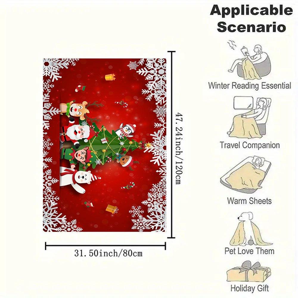 Christmas Greeting Card with Cute CharactersBlanket Flannel Throw Blanket for Sofa, Bed, Travel, Camping, Office, Couch, Chair, And Bed Gift