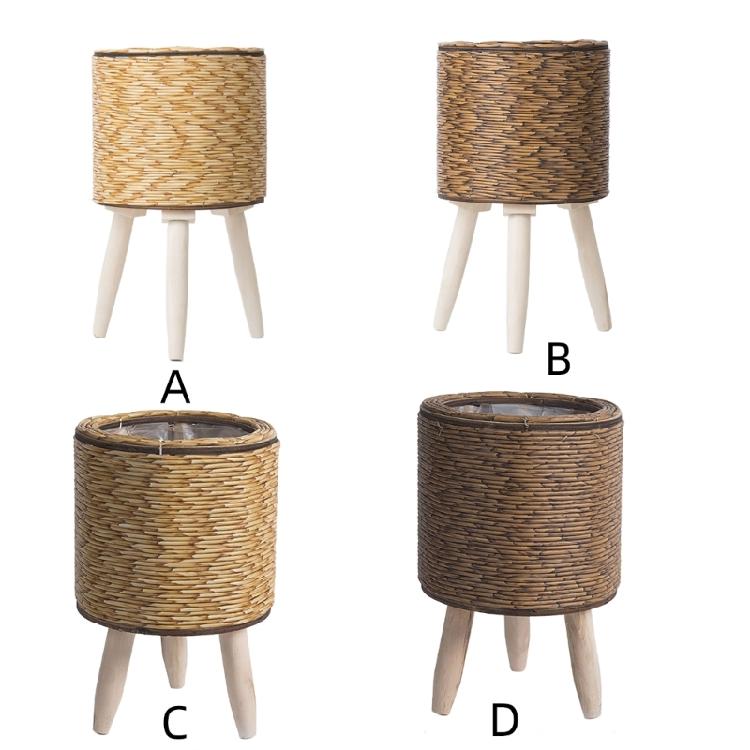 Handcrafted Yellow Rattan Plant Stand Durable And Portable Holder For Showcasing Green In Homes Offices Or Patios