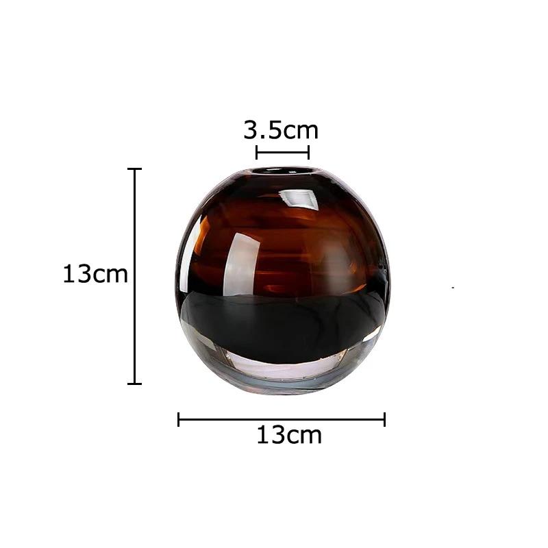 Transparent Caramel Colored Delicate Glass Vase Flower Pots Desk Decoration Flower Arrangement Floral Vases Room Aesthetic Decor