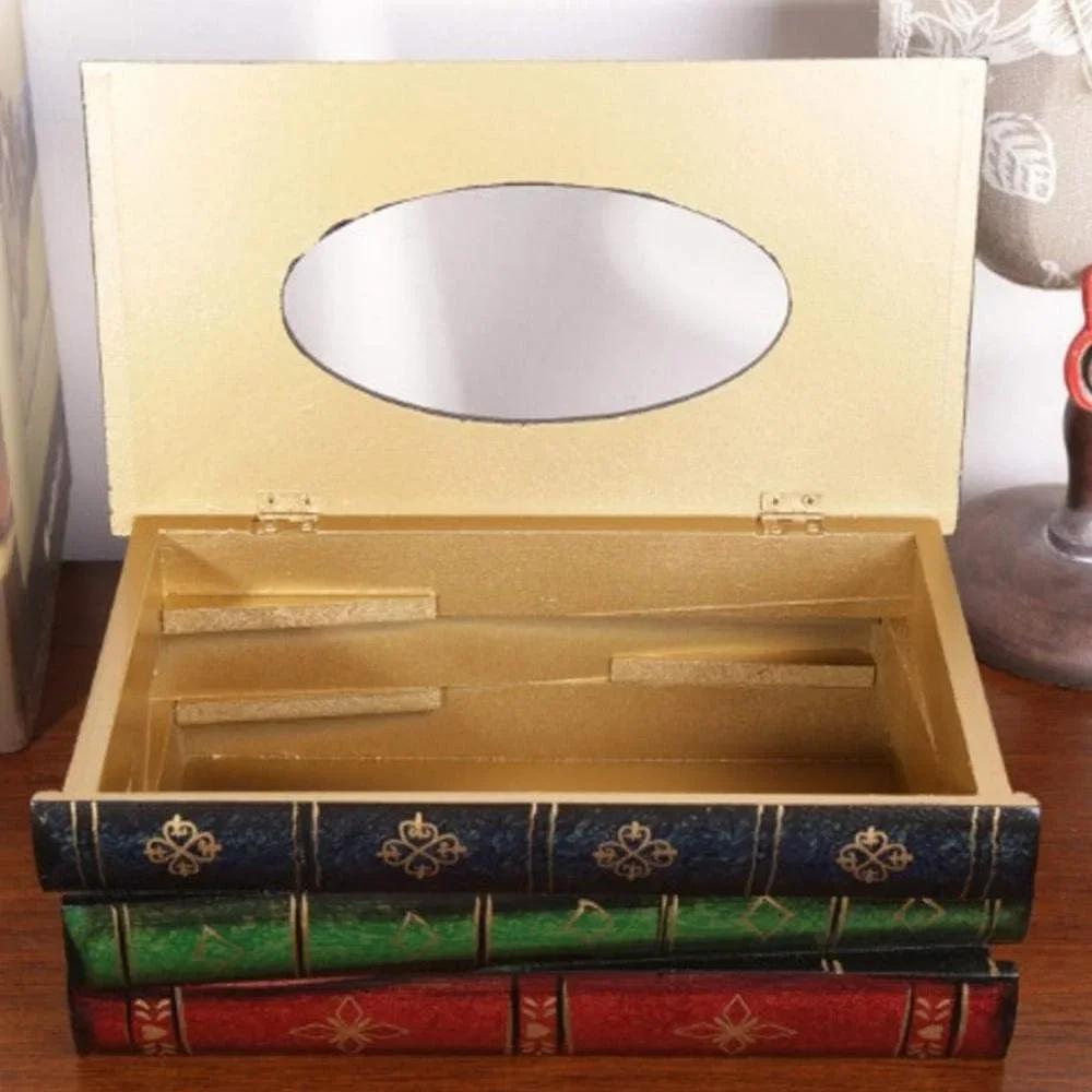 For Paper Towel Box Handkerchief Elegant Washbasin and Washbasin Paper Towel Dispenser Wood 25x14x10cm Red