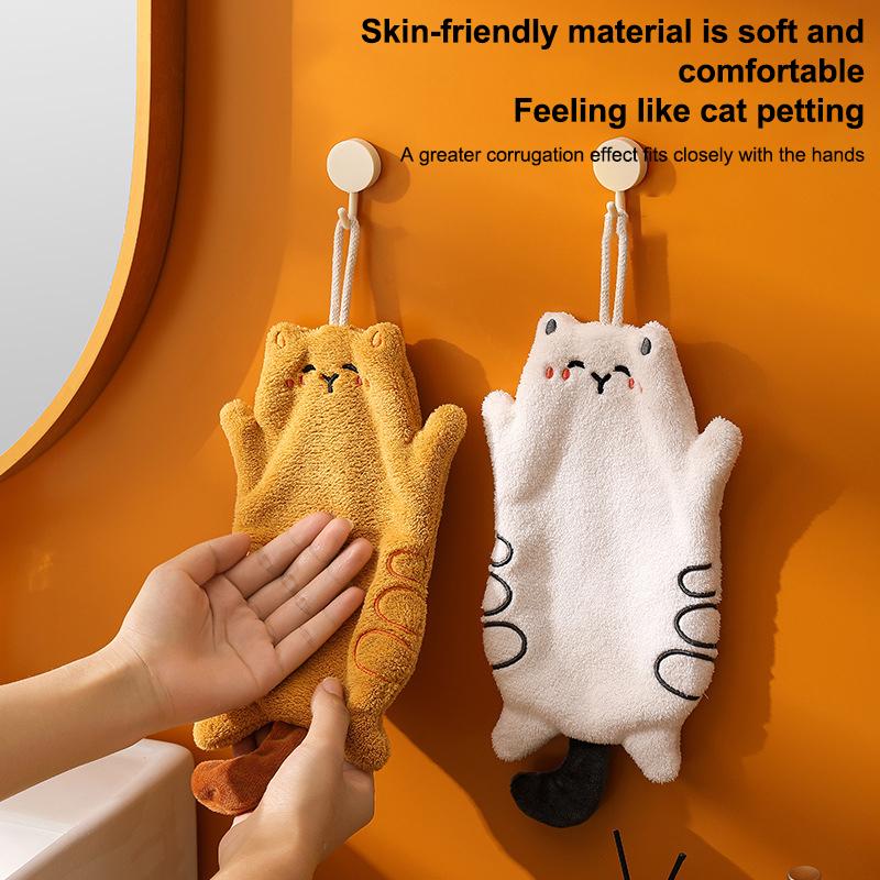 Cute Hand Towels Kitchen Wipe Water Cloth Kitchen Hanging Towels Dishwashing Cloth Bathroom Quickly Dry Cleaning Hand Towel