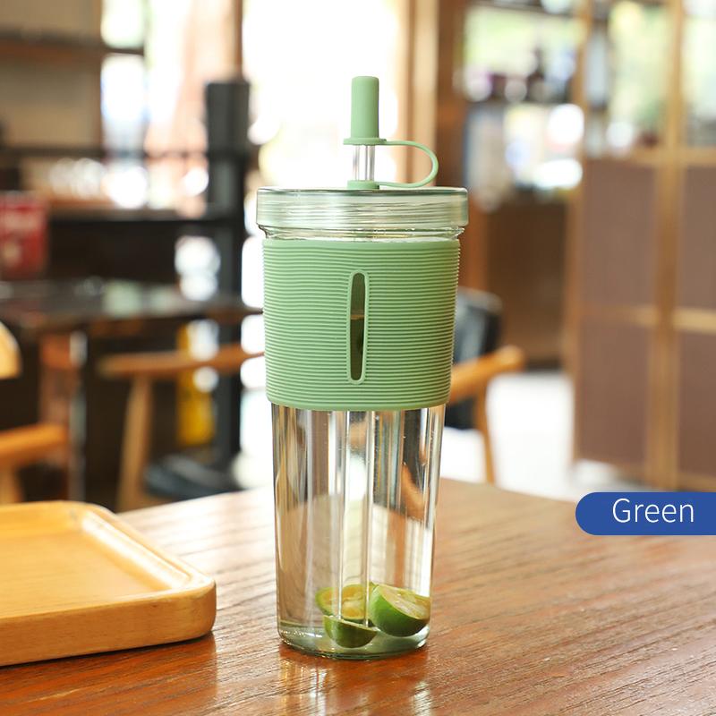 710ml/24oz Large Capacity Coffee Cup, Plastic Water Bottle With Straw, High Temperature Resistant Clear,Reusable Cups with Straw