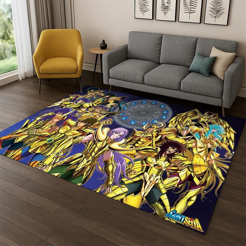 Retro Saint Seiya Anime Cartoon Carpet Rug for Playroom Bedroom Living Room Sofa Home Decor,kid Area Rug Non-slip Floor Mat