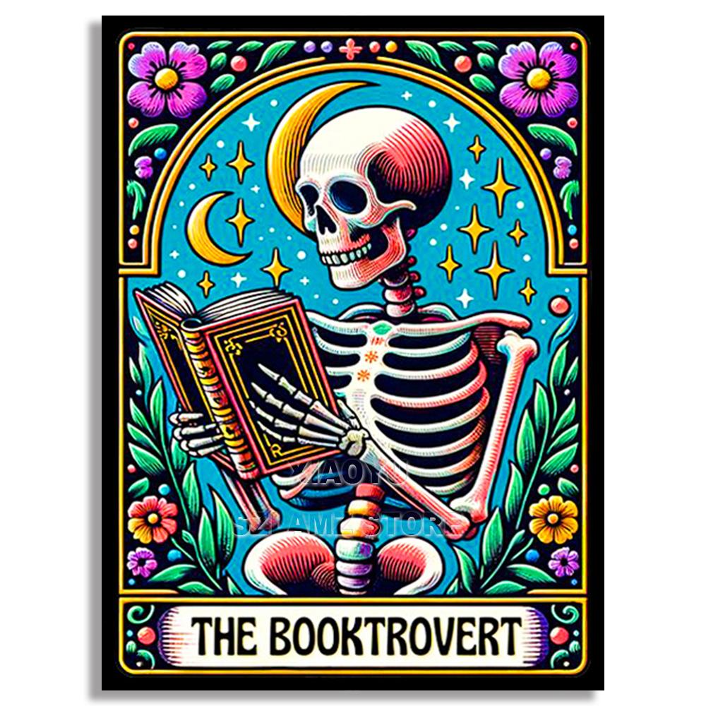 DIY Diamond Embroidery Tarot Card Diamond Painting Cartoon Skeleton Cross Stitch Set Halloween Art Decoration Gift