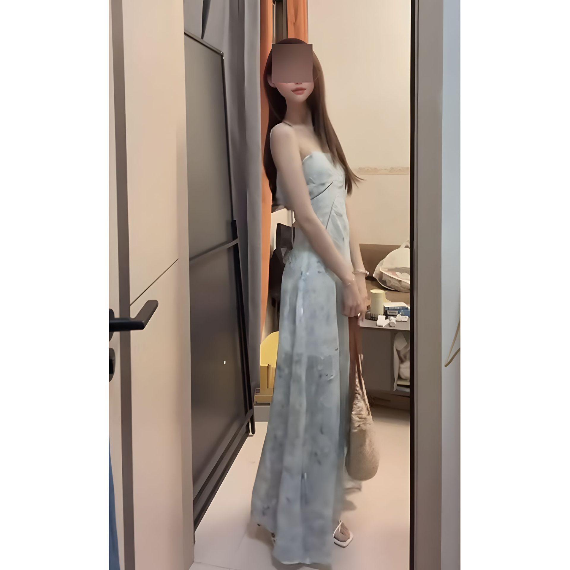 

Gentle and sweet little flying sleeves floral waist dress female summer fugitive princess pink short dress S- (can be worn within 45kg) синій