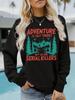 Adventure Print Women's Hoodie - New Autumn Style, Versatile, Round Neck
