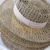 Woven Straw Hat Beach Sun Hat Hollows Out Sunhat Stylish Wide Border Hat for Casual Outings