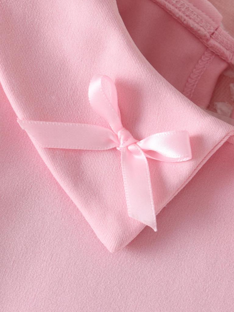 Mädchen Rosa Jacquard Cardigan & Schleifenkragen Kleid Zweiteiliges Herbst-Set