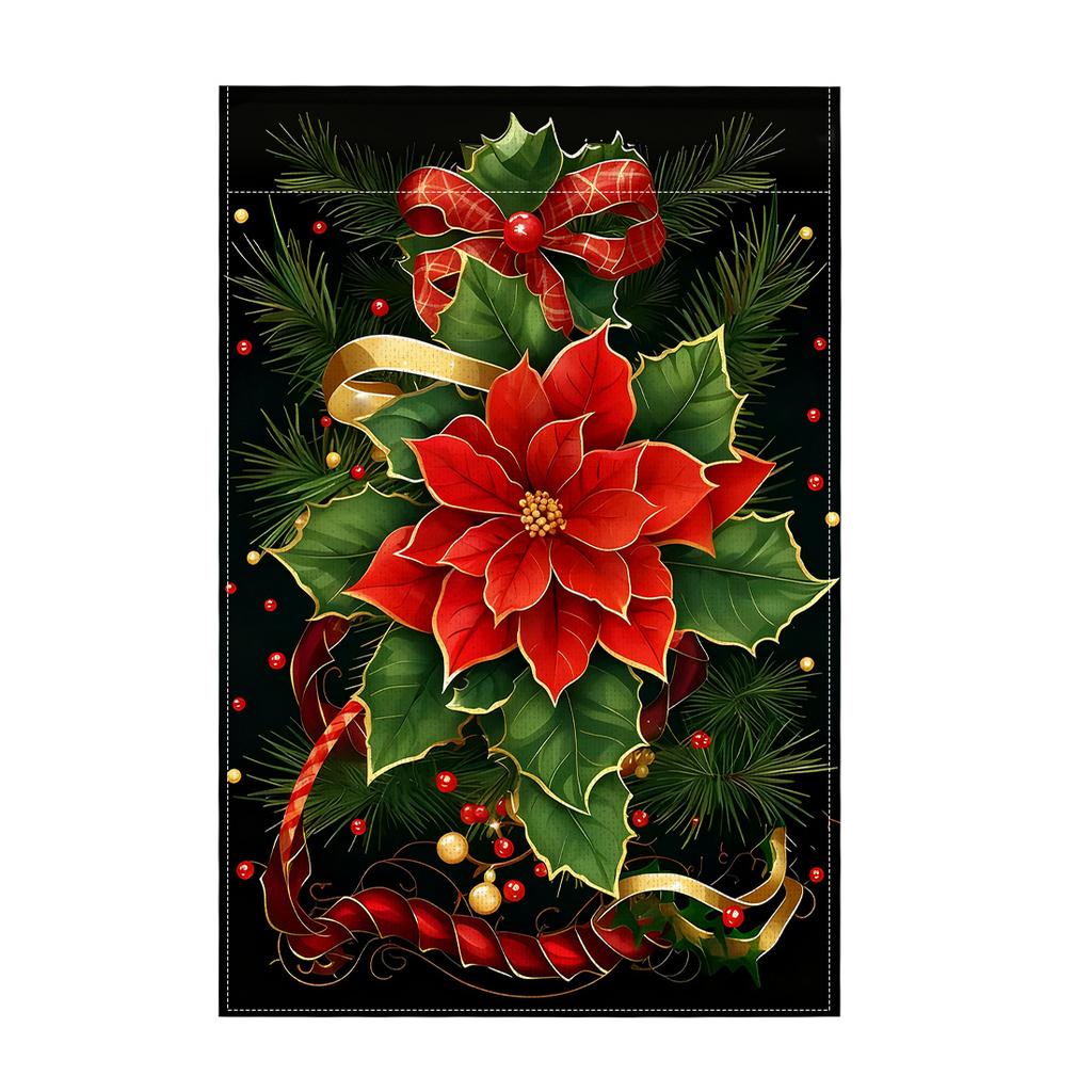 Christmas Holly BerriesGarden Flag 12x18 Inch Double Sided for Courtyard Outdoor Welcome Flag Decoration (Excluding flagpole)