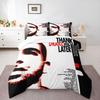 Drake Thank Me Later Album Duvet Cover Set, Red Silhouette Profile with Tour Tracklist on Black