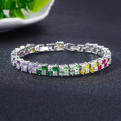 Hip Hop Women'S Crystal Bracelet Polka Dot Zircon Color Jewelry Electroplated Jewelry Flash Tennis Bracelet