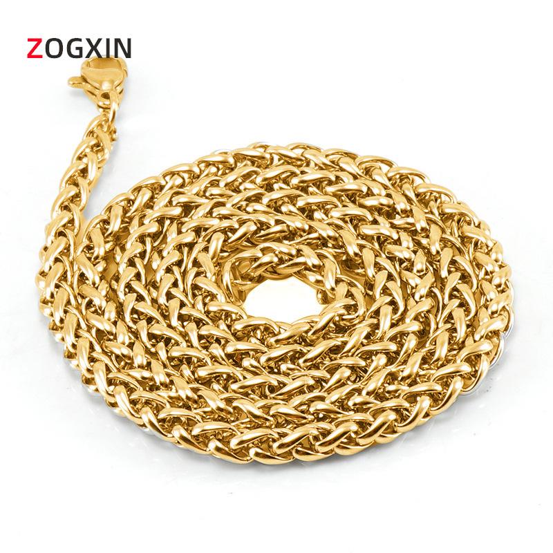 18K Stainless Steel Dragon Bone Necklace - Unisex Hip Hop Titanium Chain