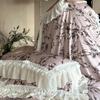 Tencel Cotton Bedding Four-piece Set Medieval Light Luxury Fashion Retro Chiffon Lace Printing Silky Smooth Quilt Cover Sheets