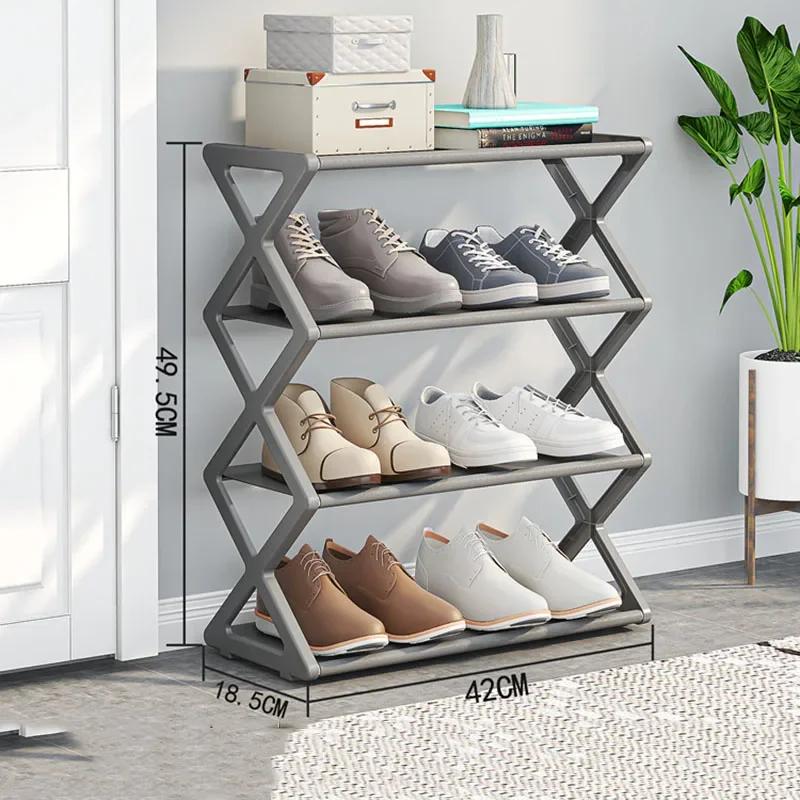 4-Layer Shoe Rack Trapezoidal Simple Shoes Organizer Multifunctional Space Saving Living Room Assembly Shoe Rack Home Supplies