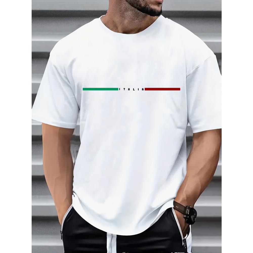 

Men s geometric line letterprint athleisure versatile short-sleeved T-shirt 3XL