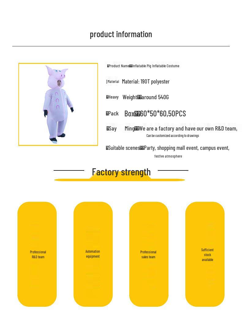 Inflatable Cute Pig Costume for Stage Performance and Festivals