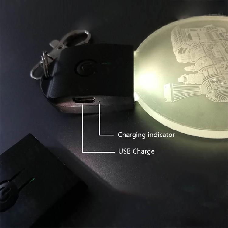 LED Keychain Festival Pattern Luminous Keyring for Outdoor Emergency Daily Use