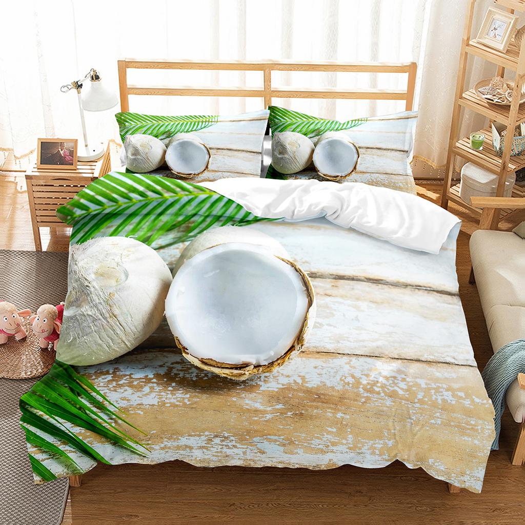 Coconut Duvet Cover Set Coconut Tree Pattern Quilt Cover for Boys Girls Kids Bedroom Decor Double Single Size Comforter Cover