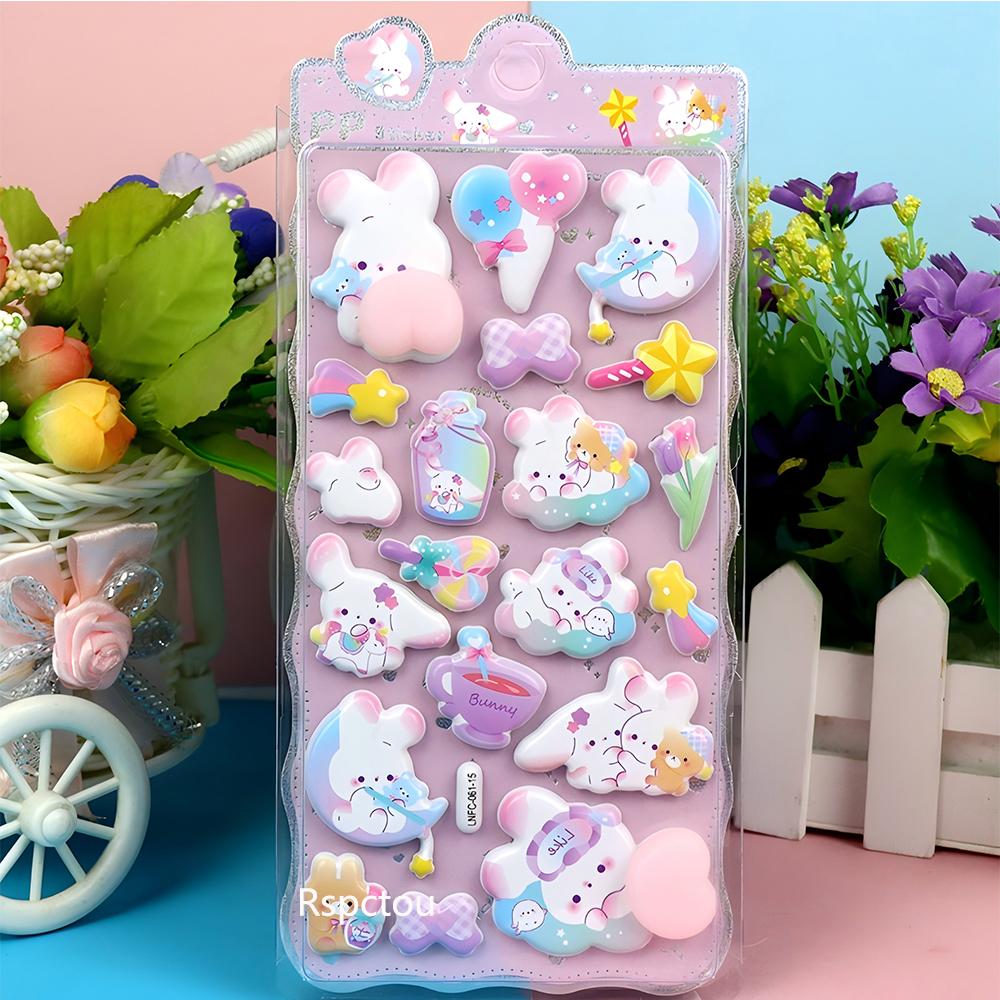 1pcs Funny Cute Anime Animal Series Bubble Stickers Kawaii Bear Rabbit Cartoon Pinchable Buttocks Decals Decompression Toy Gift