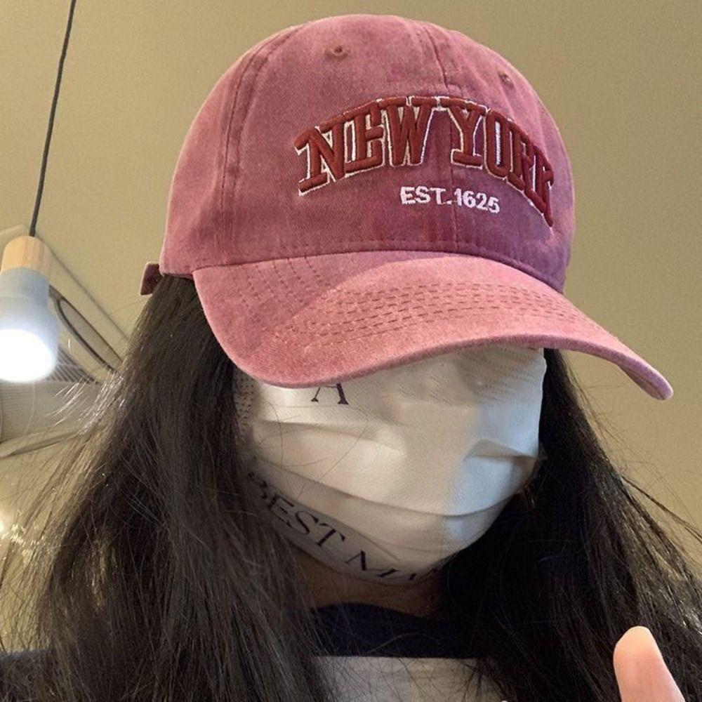 Adjustable Sport Duck Tongue Cap Washable Letter Embroidery Sun Hats New York Baseball Cap  Summer