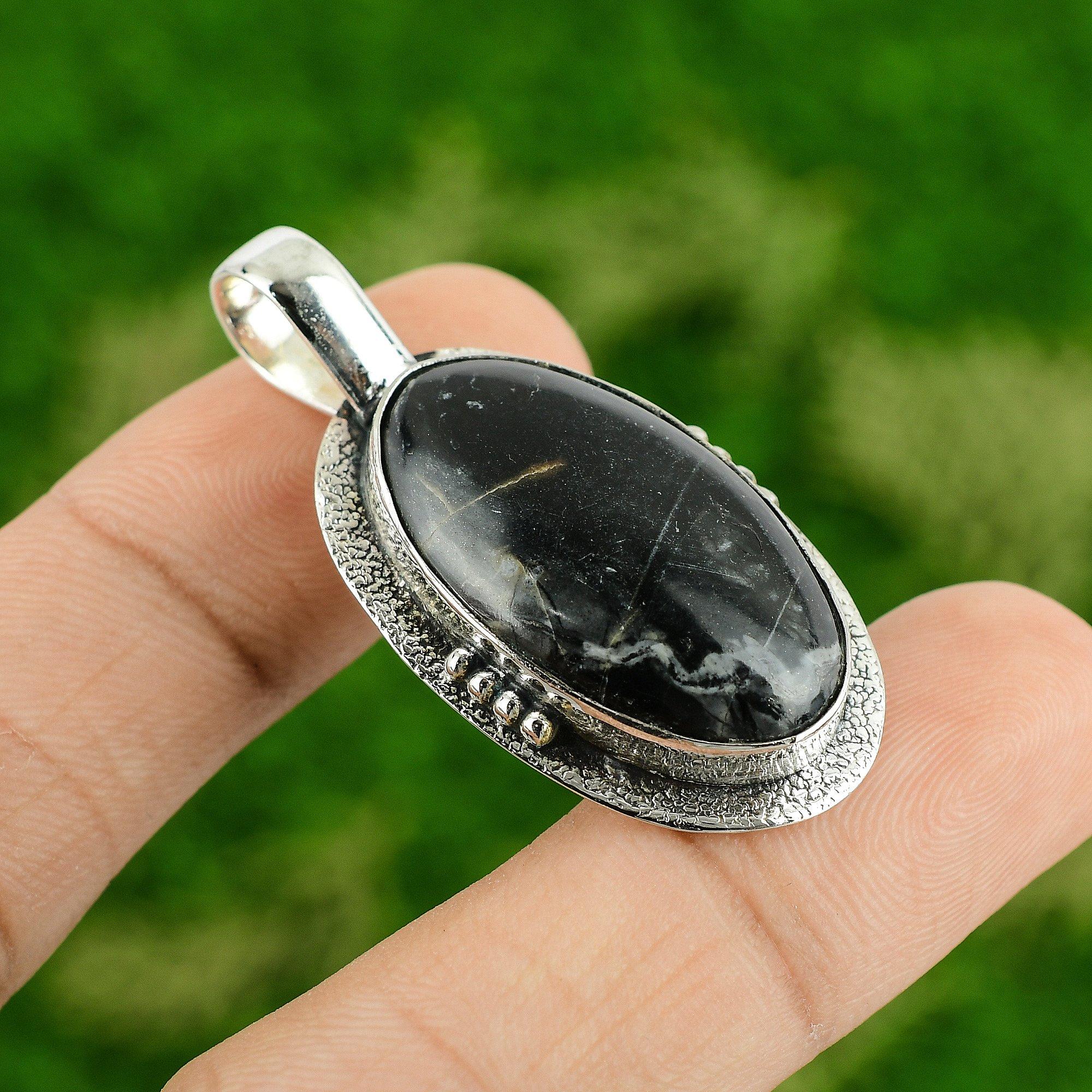 

Daughters Day Sale Sterling Silver Natural Picasso Jasper Anniversary Pendant