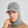 Knitted Hat Men Winter Warmth Earflap Cap With Neck Warmer For Casual Wear