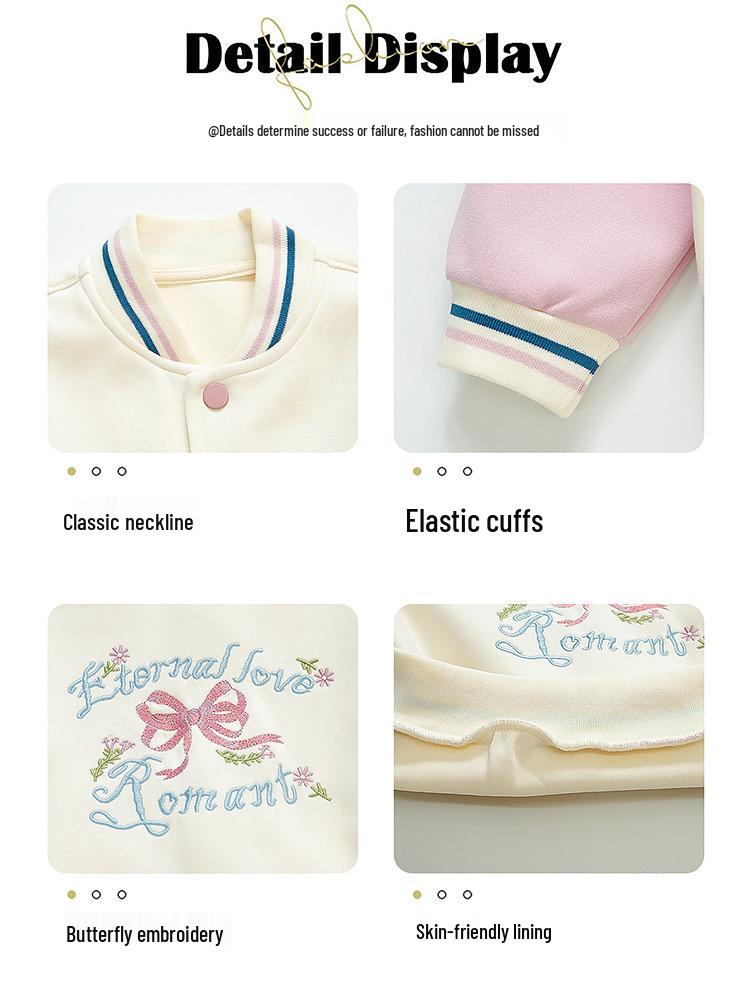 2025 Girls' Trendy Autumn Jacket - Casual Spring & Fall Baseball Style Outerwear