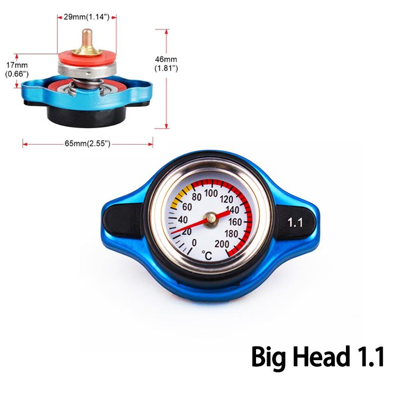 Thermost Radiator Cap Tank Cover Water Temperature Gauge 0.9Bar 1.1Bar 1.3 Bar Cover Racing Car Big or Small Head
