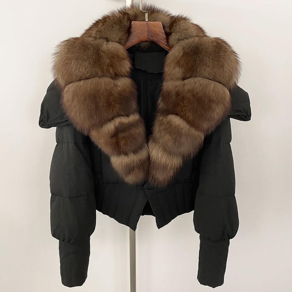 OFTBUY Down Jacket Women 2024 New Winter Natural Real Raccoon Fox Fur Collar Short White Duck Down Coat Thick Warm Casual Outerwear