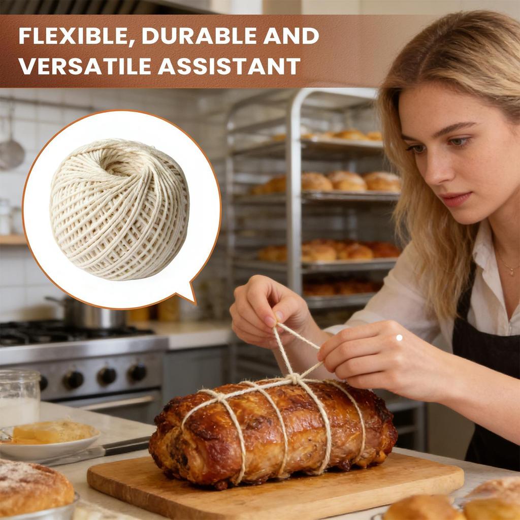 85m Food Safe Butcher Twine 2mm Cotton Craft & Cooking String Soft Natural Kitchen Twine for Meat Roasting Wrapping Handcrafts