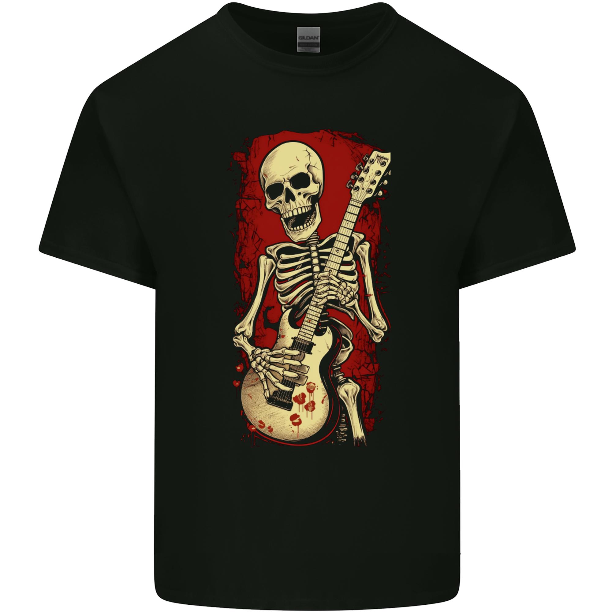 Guitar Playing Skeleton Rock Music Skull Unisexs Light Cotton TShirt S