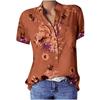 Women's Fashion Printed V-neck Short Sleeve Blouse, 10 Colors 8 Sizes Available Casual Summer Top