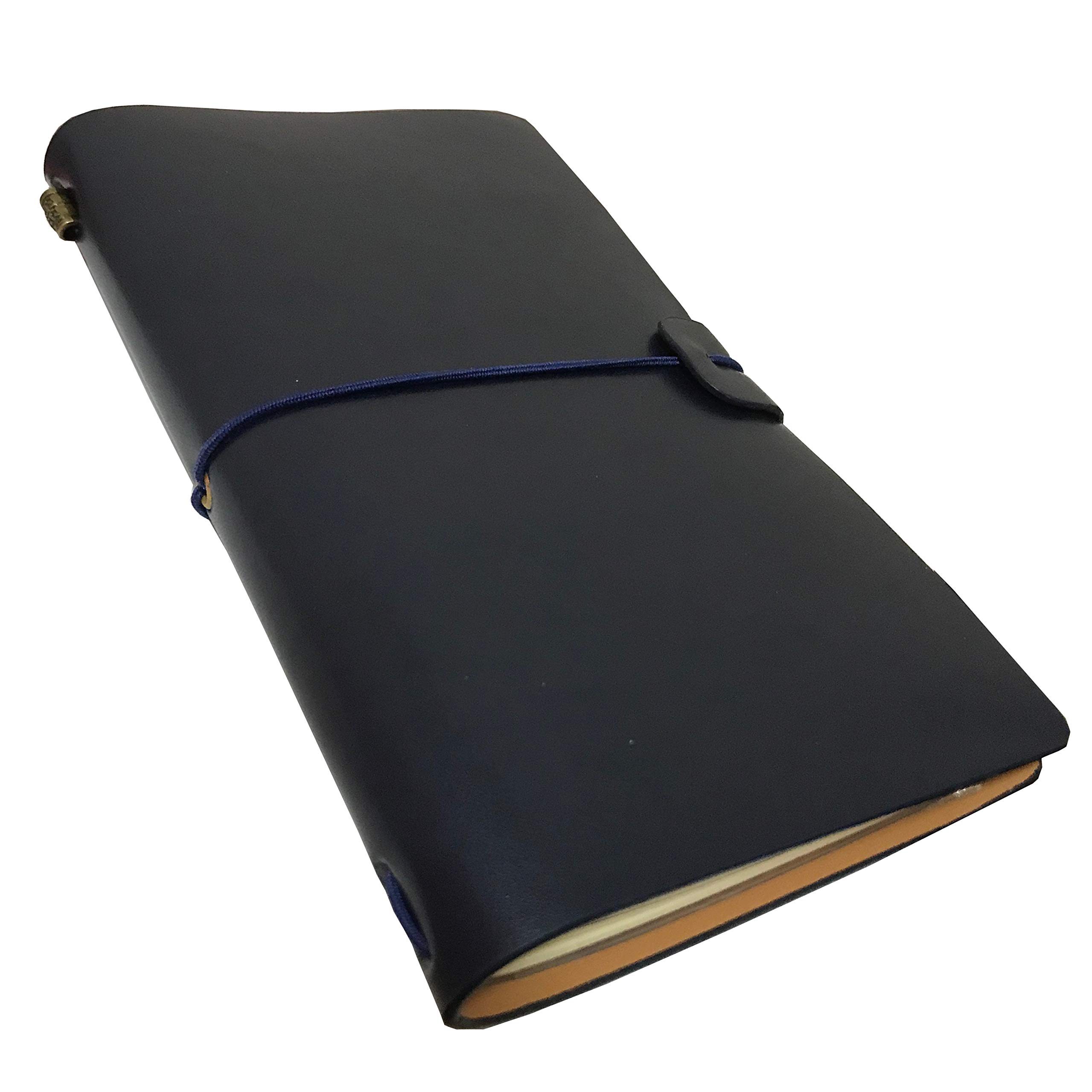 

Blue Island Travel Notebook, Leather Notebook, Planner, Diary, and System Planner with 2 Refills, Zipper Case, and Card Case (Indigo Navy)