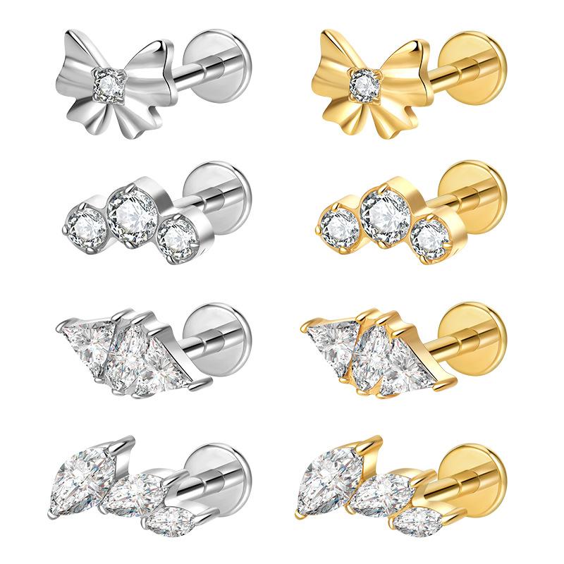G23 Female Cross-Border Hot Jewelry Titanium Alloy Ear Nose Nail Jewelry with Zircon Embellishment ASTM F136 Material cd01#&1.2*8mm